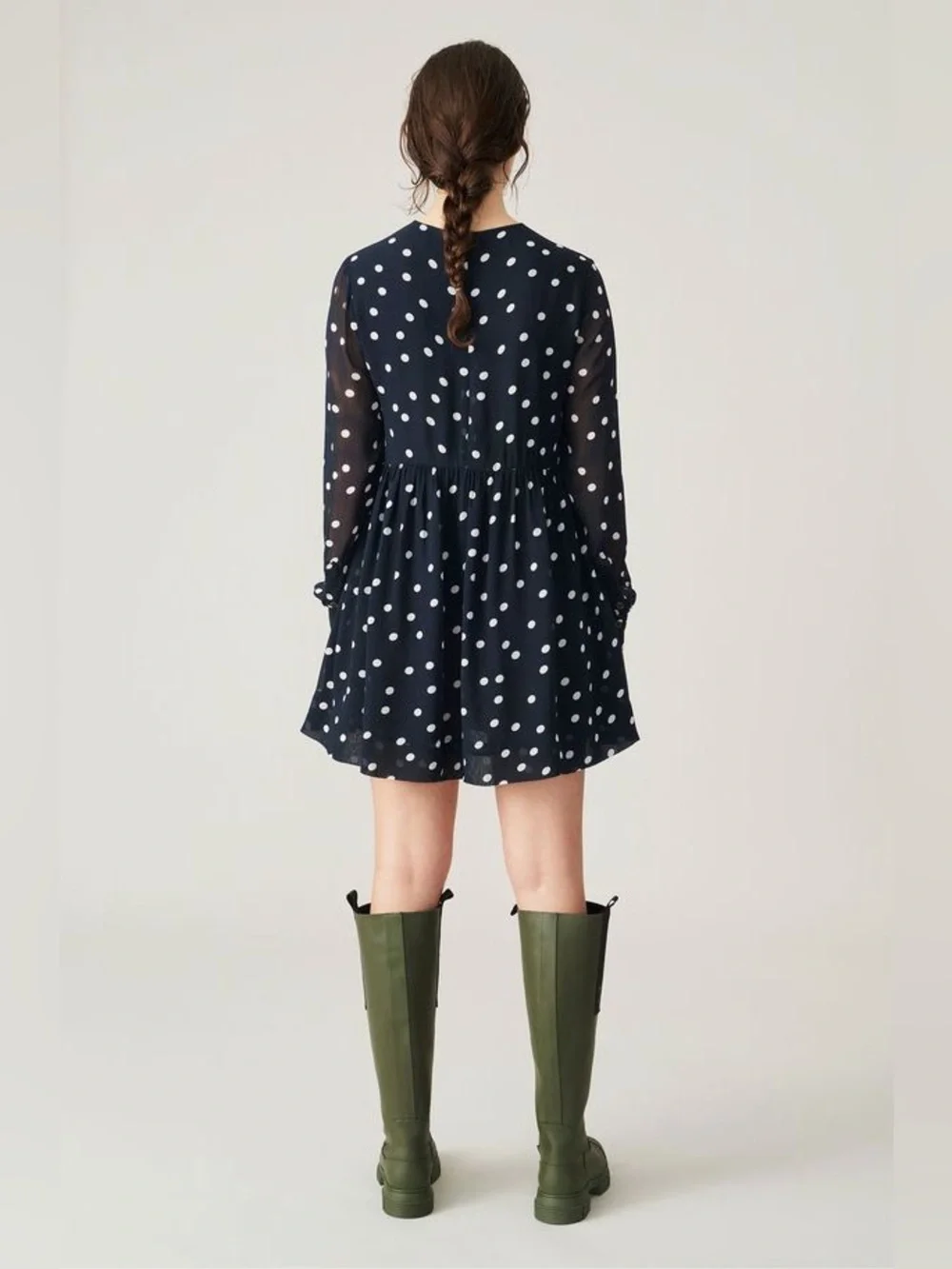 Ganni Georgette Polka Dot Mini Dress - Picture 2 of 9